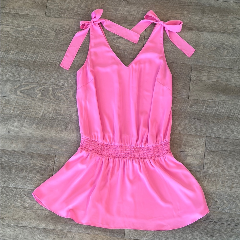 Amanda Uprichard Bubblegum Pink Josephine Dress with Bow Straps L